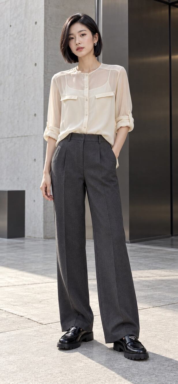 MNG Mango Minimalist Cream Long Sleeve Blouse XS Business Casual Officewear